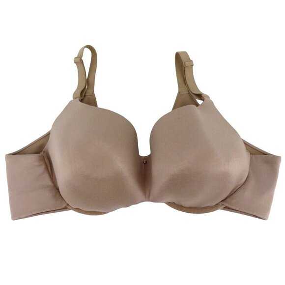Cacique 44C Lightly Lined Balconette Bra Underwire Solid Beige Adjustable Straps - Picture 1 of 15